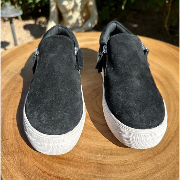 STEVE MADDEN Glammar Black Suede Zip Up Platform Court Sneaker Size 6.5 - Picture 8 of 8